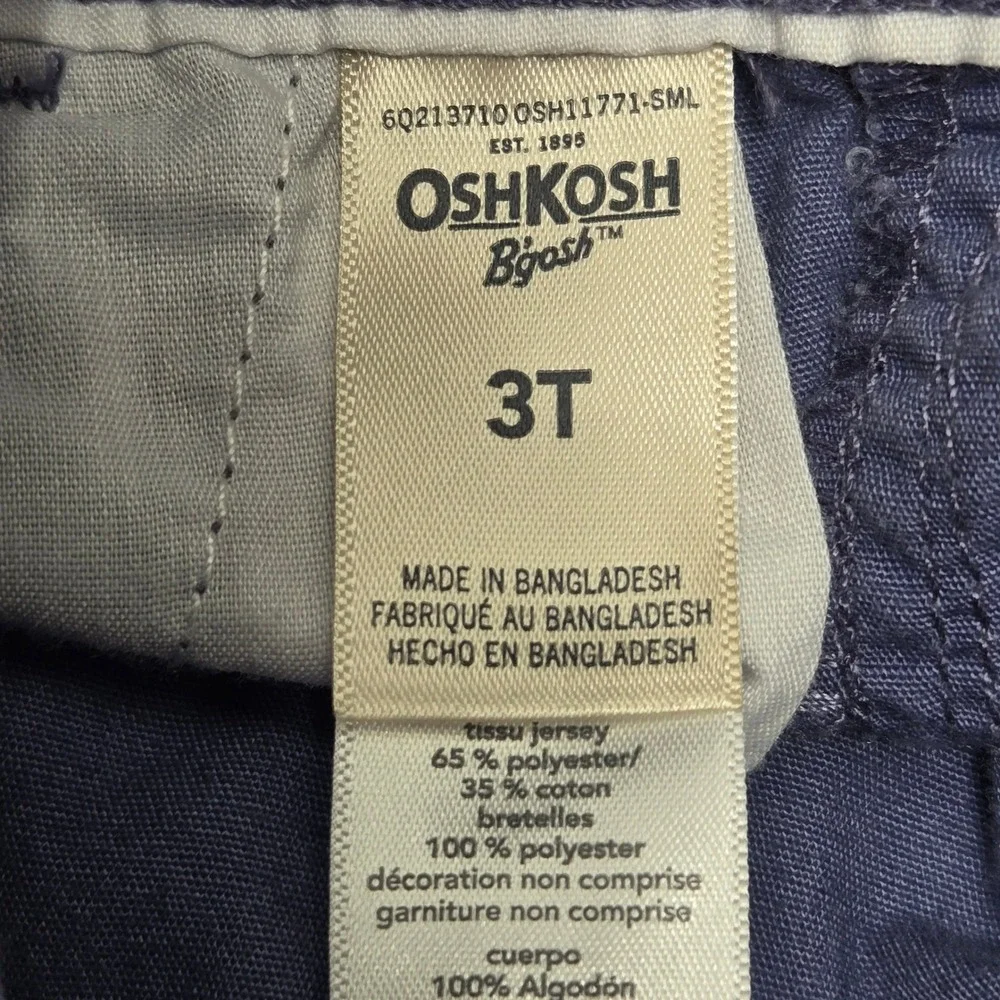 OshKosh B'gosh Overalls Cotton Blue Vestbak Striped Straps Bibs Toddler 3T